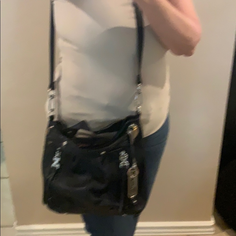 Black leather B. Makowsky bag. SOLD